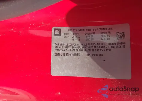 2015 Chevrolet Camaro 2Ls из США, поврежденный, VIN 2G1FB1E31F9130860